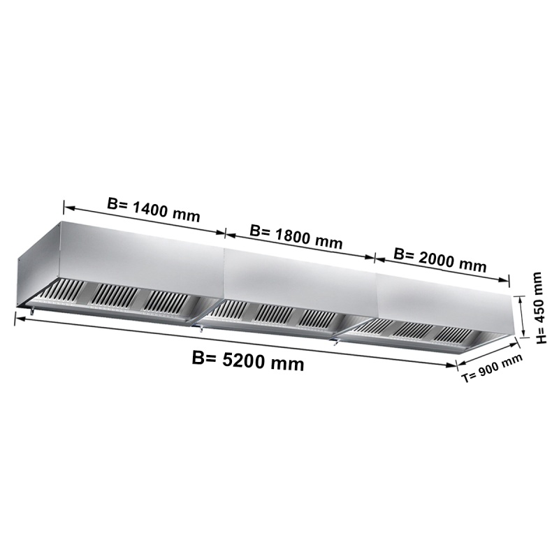 Ventilatsioonikubu filtri ja valgusega 5200x900x450mm
