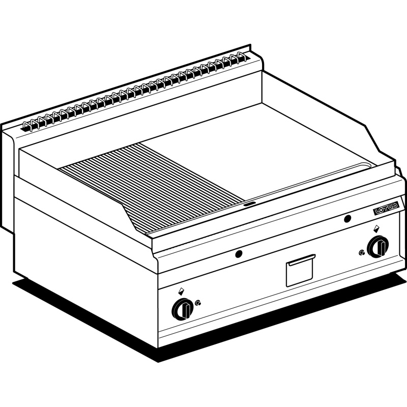 Gaasi plaatgrill LOTUS 80x65x29cm, sile+rihvel
