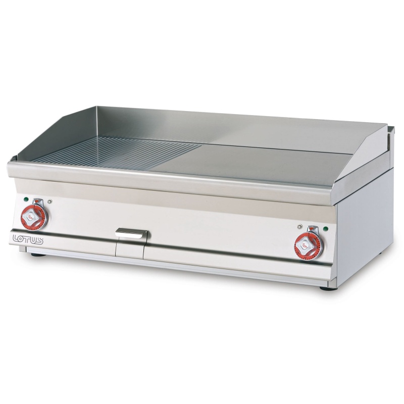 Plaatgrill LOTUS 100x60x28cm, rihvel+sile