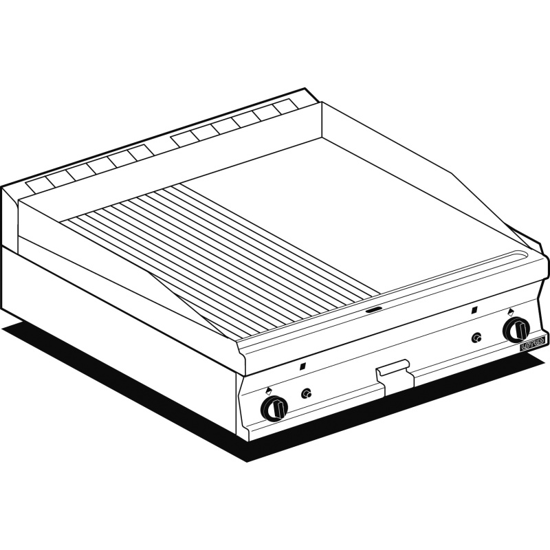 Gaasi plaatgrill LOTUS 80x60x28cm, sile+rihvel