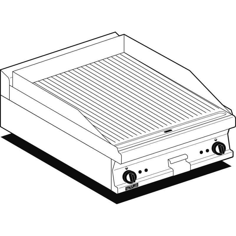 Plaatgrill LOTUS 60x60x28cm, rihvel