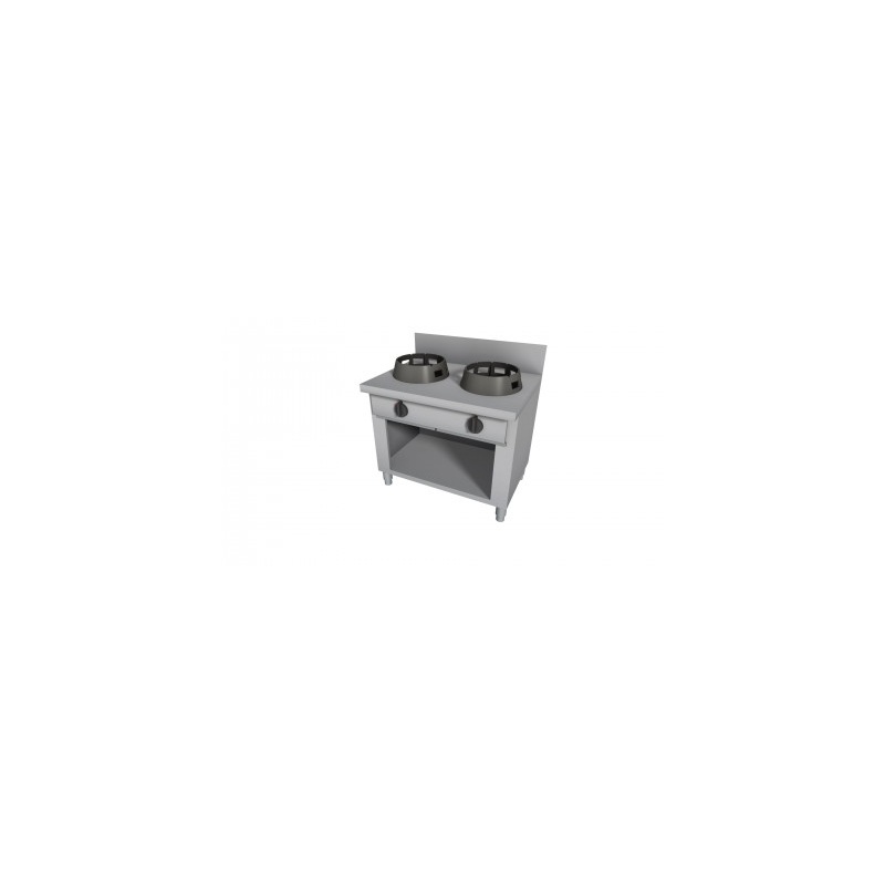Wok pliit, tagaäärega+alus 2x21kw 100x70cm