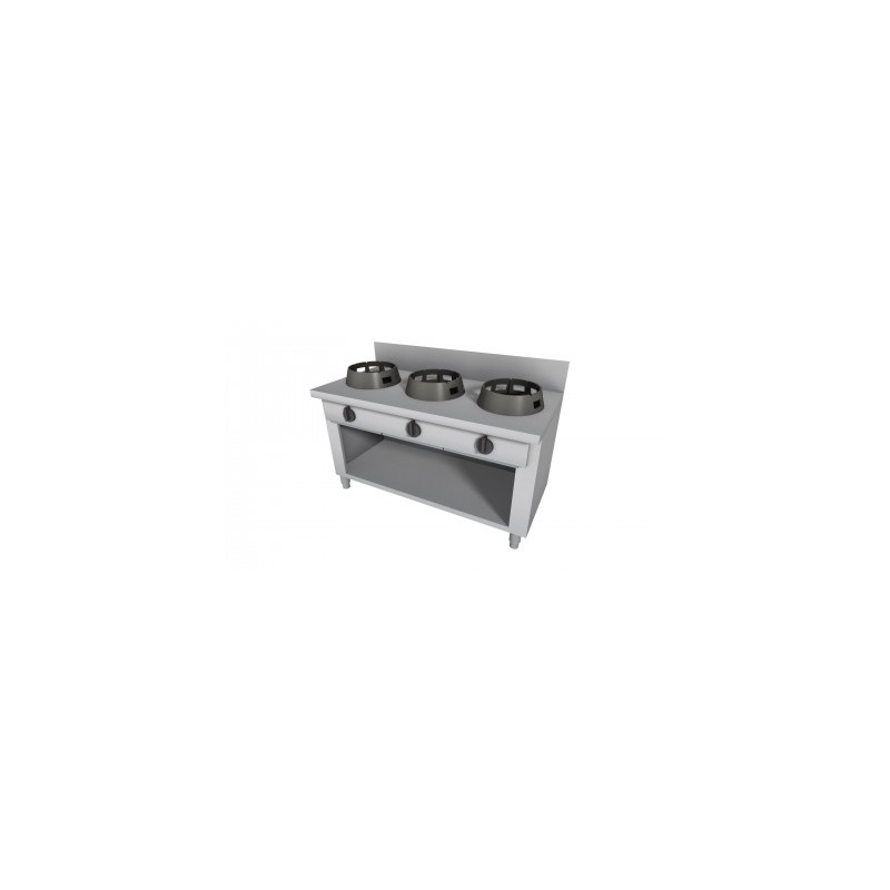 Wok pliit, tagaäärega+alus 3x21kw 150x70cm