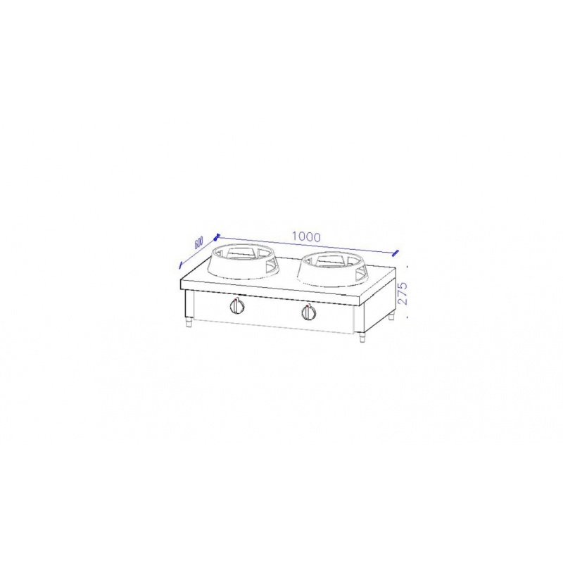 Wok pliit 2x21kw 100x60cm