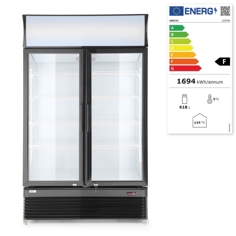 Klaasustega külmik 618l