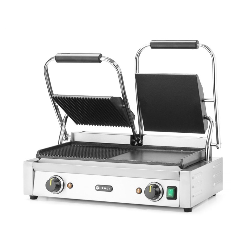Kontaktgrill HENDI, kahepoolne, 1/2rihv + 1/2sile