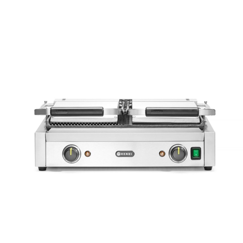 Kontaktgrill HENDI, kahepoolne, 1/2rihv + 1/2sile