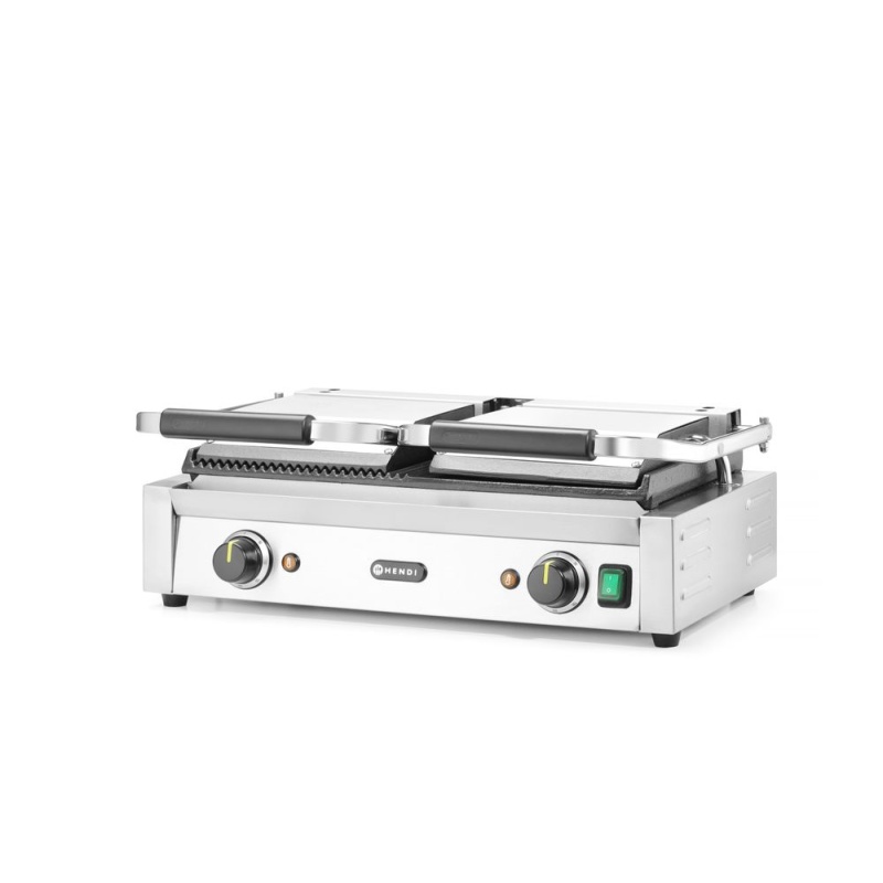 Kontaktgrill HENDI, kahepoolne, 1/2rihv + 1/2sile