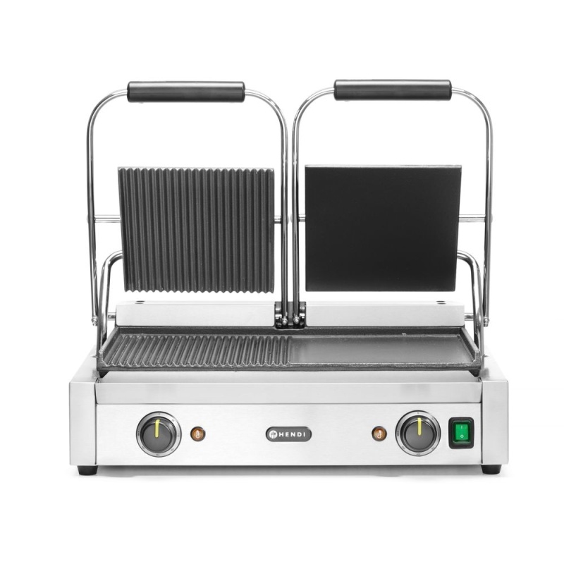Kontaktgrill HENDI, kahepoolne, 1/2rihv + 1/2sile