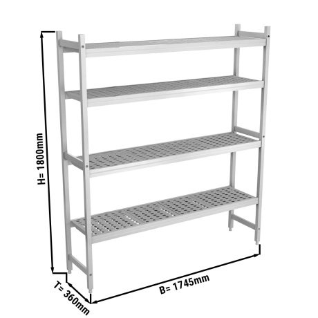 Aluminum floor shelf 1745x360x1800mm