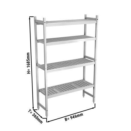 Alumiiniumist põrandariiul 1066x360x1685mm, anodeeritud