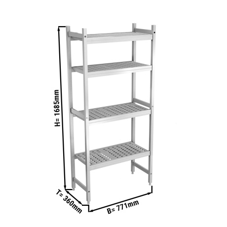 Alumiiniumist põrandariiul 771x360x1685mm, anodeeritud