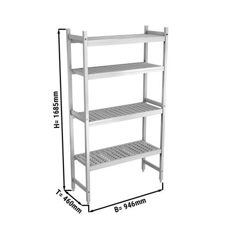 Alumiiniumist põrandariiul 946x460x1685mm, anodeeritud