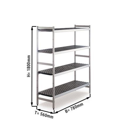 Aluminum floor shelf 780x560x1800mm