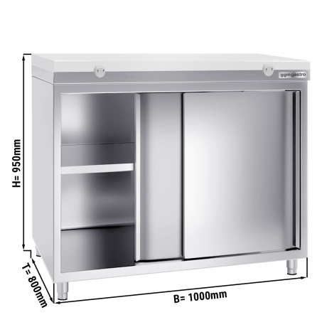 Stainless steel cabinet 100x80cm - with white chopping board