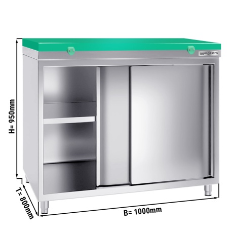 Stainless steel cabinet 100x80cm - with green cutting board