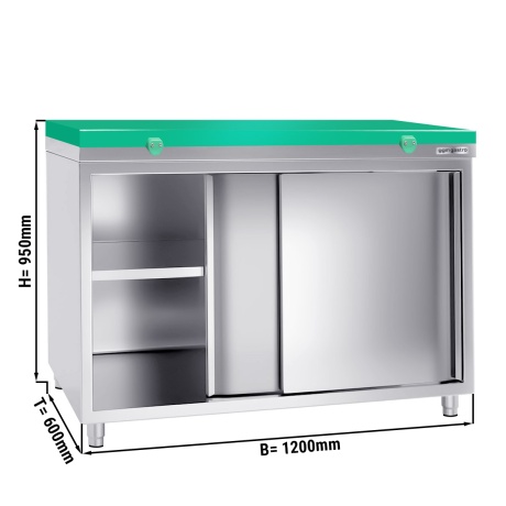 Stainless steel cabinet 120x60cm - with green cutting board