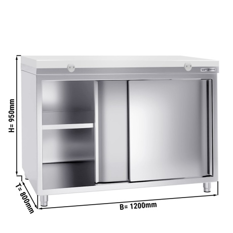 Stainless steel cabinet 120x80cm - with white chopping board