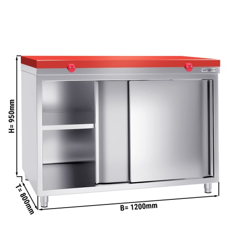 Stainless steel cabinet 120x80cm - with red chopping board