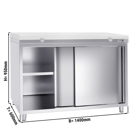 Stainless steel cabinet 140x60cm - with white chopping board