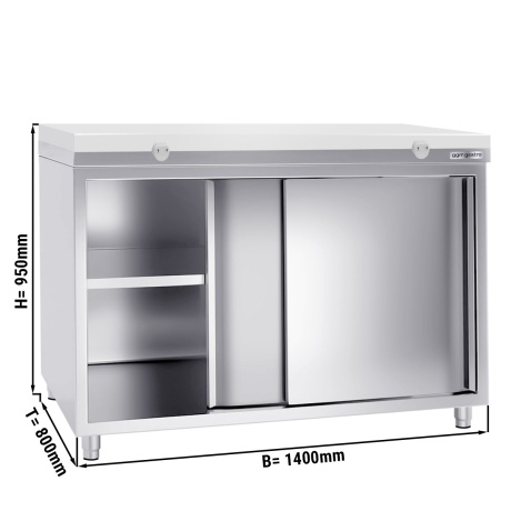 Stainless steel cabinet 140x80cm - with white cutting board