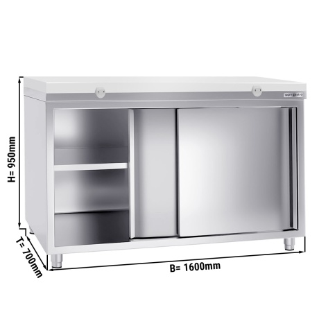 Stainless steel cabinet 160x70cm - with white cutting board