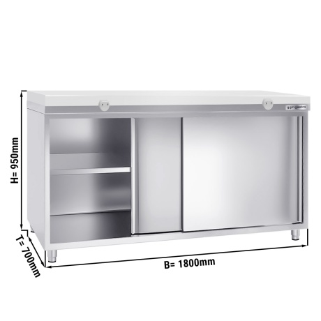 Stainless steel cabinet 180x70cm - with white cutting board