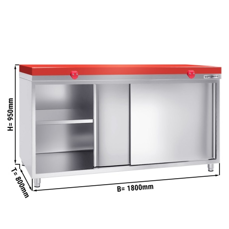Roostevaba kapp 180x80cm - punase lõikelauaga