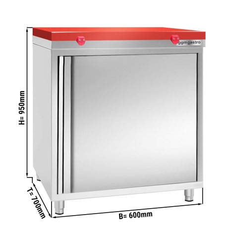 Stainless steel cabinet 60x70cm - with red chopping board