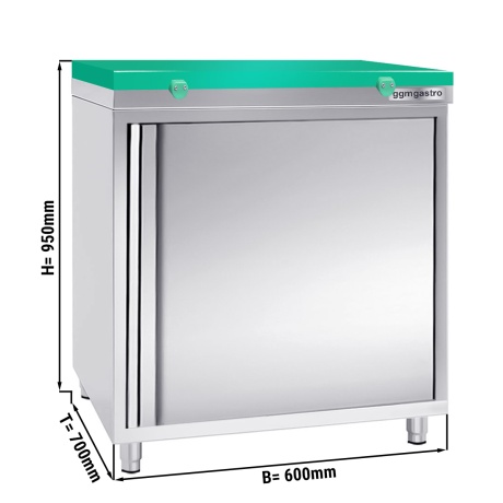 Stainless steel cabinet 60x70cm - with green chopping board