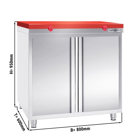 Stainless steel cabinet 80x60cm - with red chopping board