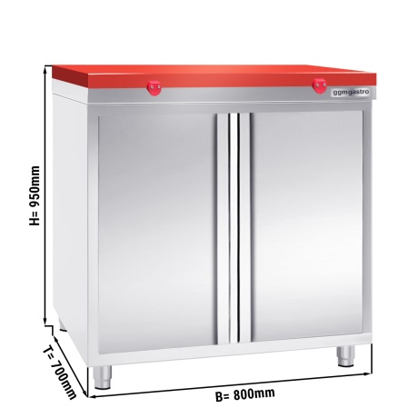 Stainless steel cabinet 80x70cm - with red chopping board