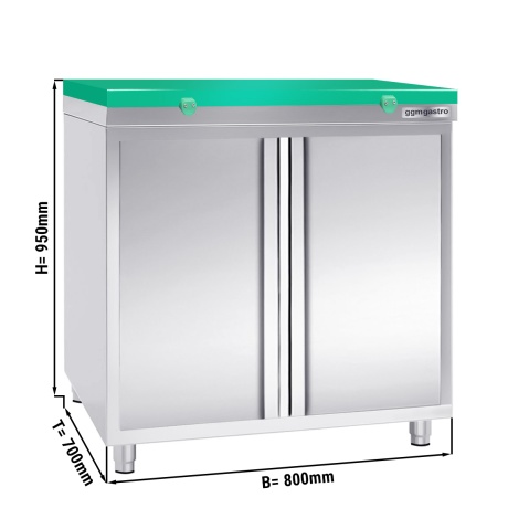 Stainless steel cabinet 80x70cm - with green chopping board