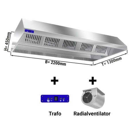 Ceiling light with motor, regulator, filter and light 2200x1300x450mm