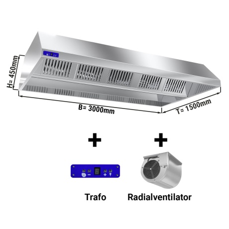 Ceiling light with motor, regulator, filter and light 3000x1500x450mm