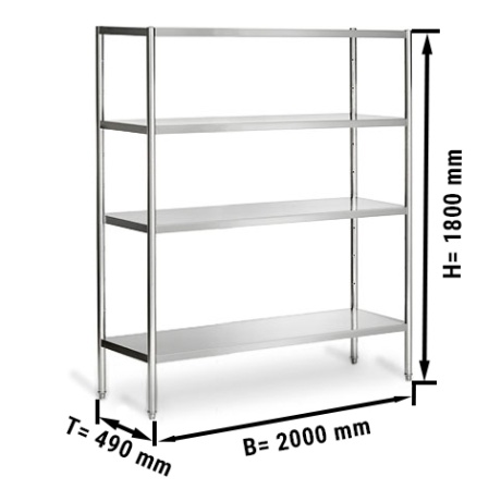 Roostevaba põrandariiul erp 2000x500mm, reguleeritav