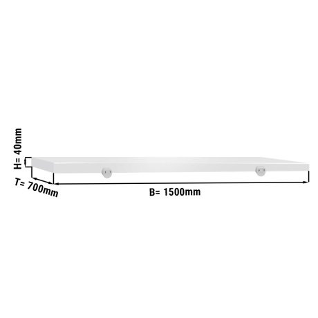 Lõikelaud lihunikulauale 1500x700mm, valge