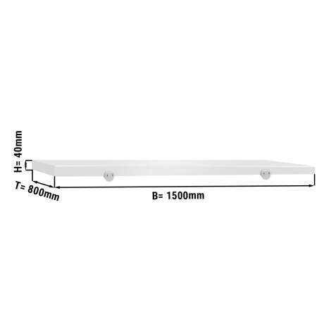 Lõikelaud lihunikulauale 1500x800mm, valge