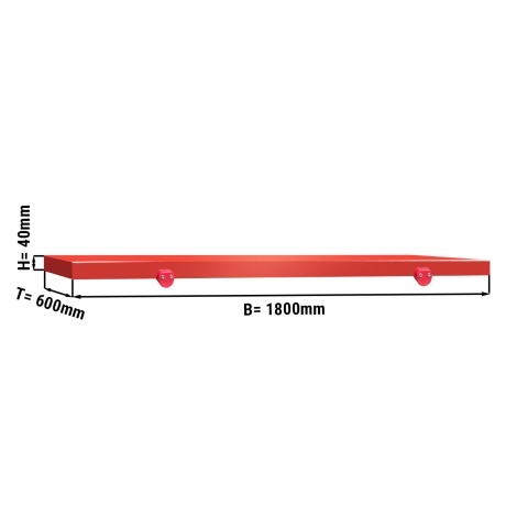 Lõikelaud lihunikulauale 1800x600mm, punane