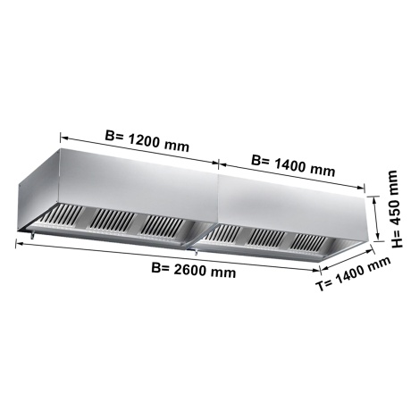 Ventilatsioonikubu filtri ja valgusega 2600x1400x450mm
