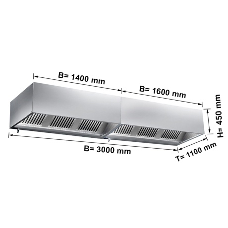 Ventilatsioonikubu filtri ja valgusega 3000x1100x450mm