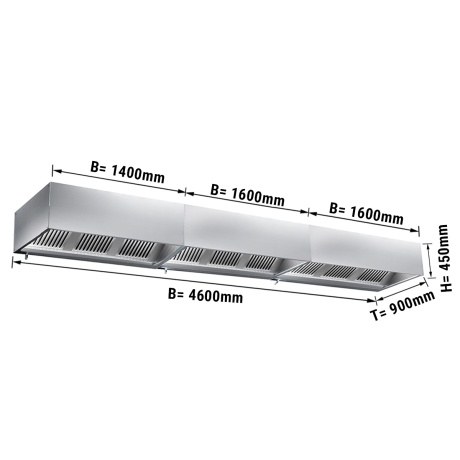 Ventilatsioonikubu filtri ja valgusega 4600x900x450mm