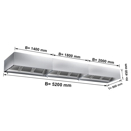 Ventilatsioonikubu filtri ja valgusega 5200x900x450mm