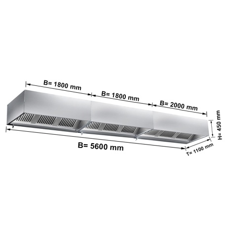 Ventilatsioonikubu filtri ja valgusega 5600x1100x450mm