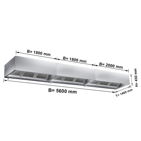Ventilatsioonikubu filtri ja valgusega 5600x1400x450mm