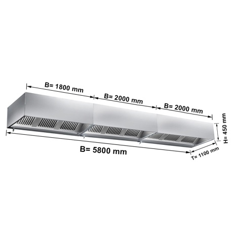 Ventilatsioonikubu filtri ja valgusega 5800x1100x450mm
