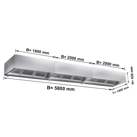 Ventilatsioonikubu filtri ja valgusega 5800x1400x450mm