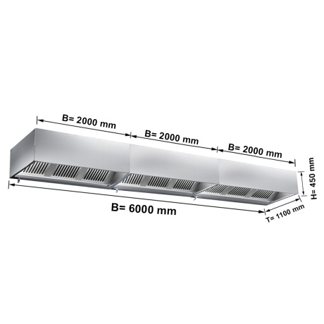 Ventilatsioonikubu filtri ja valgusega 6000x1100x450mm
