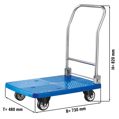 Transport trolley 0.73 - 1 with flat surface, plastic