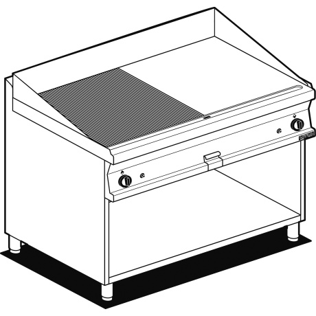 Gaasi plaatgrill alusraamiga LOTUS 120x70,5x90cm, sile+rihvel